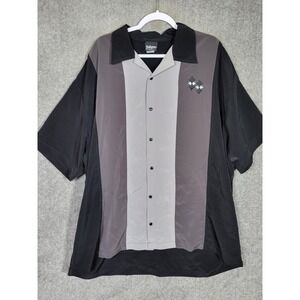 Be Retro Bowling Shirt Mens Size 4X Black Gray Short Sleeve Button‎ Up USA Made